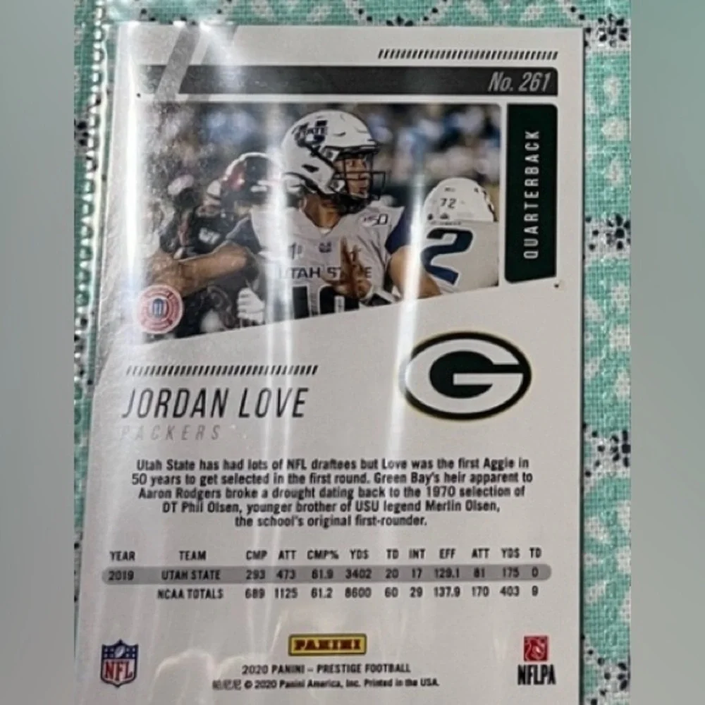 🏈 Jordan Love, 2020 Panini Prestige NFL Football Trading RC Rookie Card #261